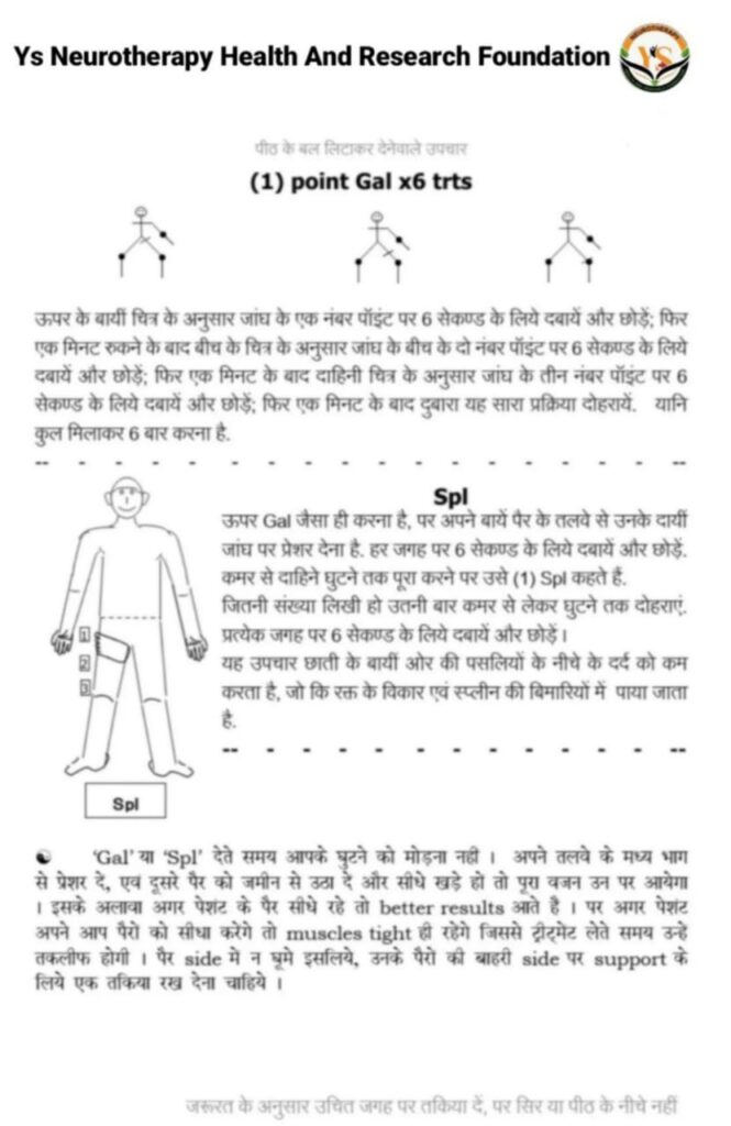 पीठ के बल लिटाकर देने वाले उपचार